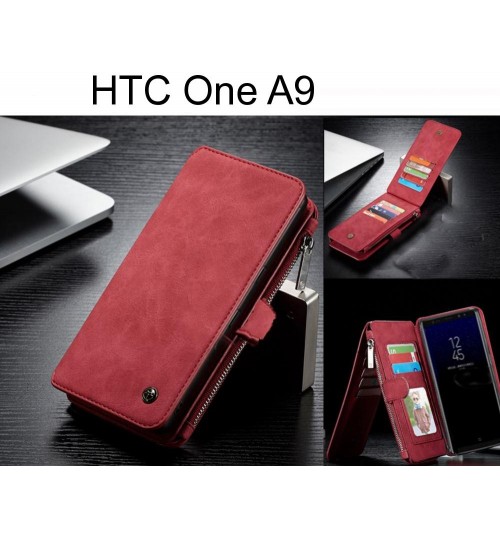 HTC One A9 Case Retro Flannelette leather case multi cards zipper