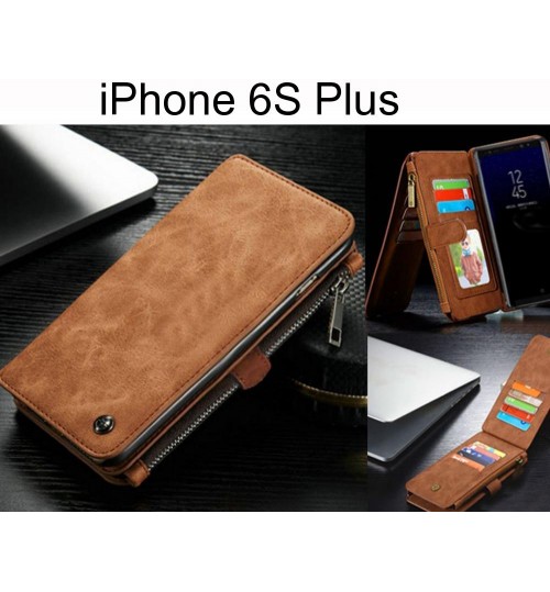 iPhone 6S Plus Case Retro Flannelette leather case multi cards zipper