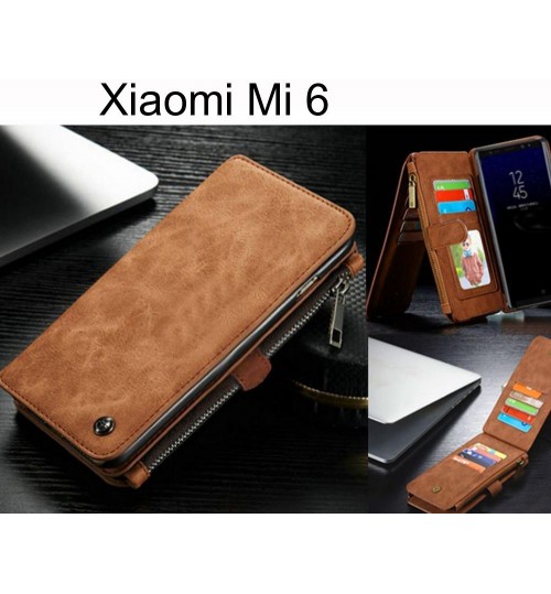 Xiaomi Mi 6 Case Retro Flannelette leather case multi cards zipper