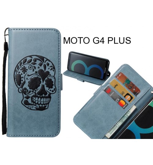 MOTO G4 PLUS case skull vintage leather wallet case