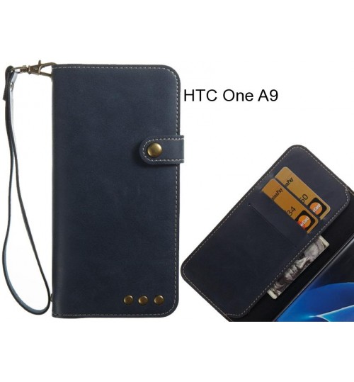 HTC One A9 case fine leather wallet flip case