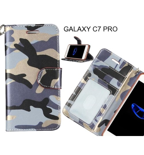 GALAXY C7 PRO case camouflage leather wallet case cover