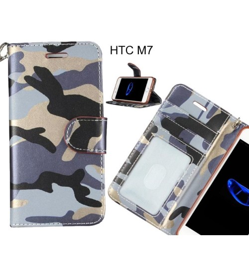 HTC M7 case camouflage leather wallet case cover