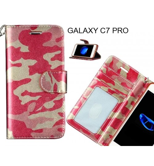 GALAXY C7 PRO case camouflage leather wallet case cover