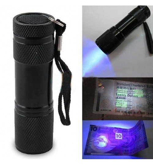 UV Ultra Violet Blacklight 9 LED Flashlight Torch