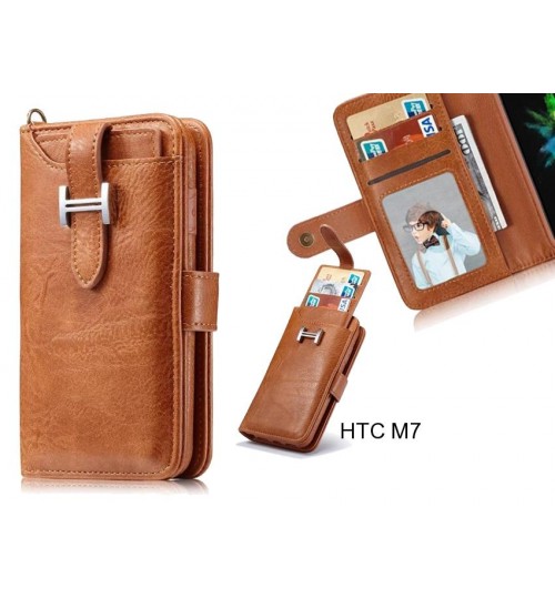 HTC M7 Case Retro leather case multi cards cash pocket