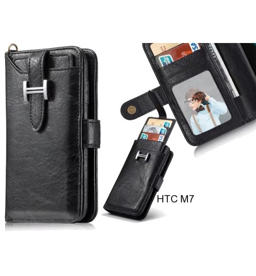 HTC M7 Case Retro leather case multi cards cash pocket