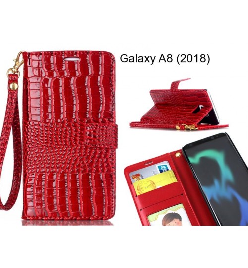 Galaxy A8 (2018) case Croco wallet Leather case