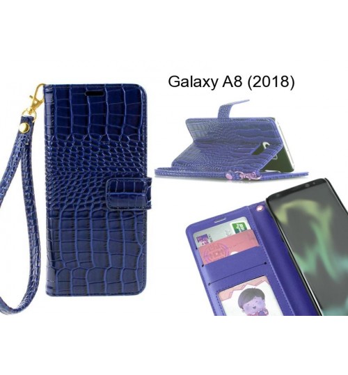 Galaxy A8 (2018) case Croco wallet Leather case