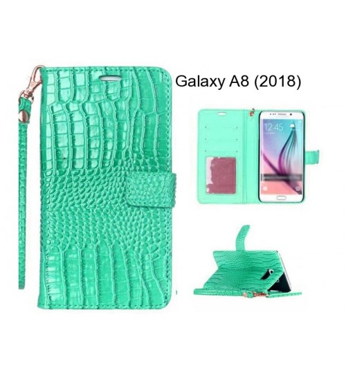 Galaxy A8 (2018) case Croco wallet Leather case