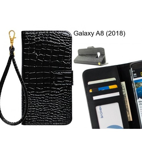 Galaxy A8 (2018) case Croco wallet Leather case