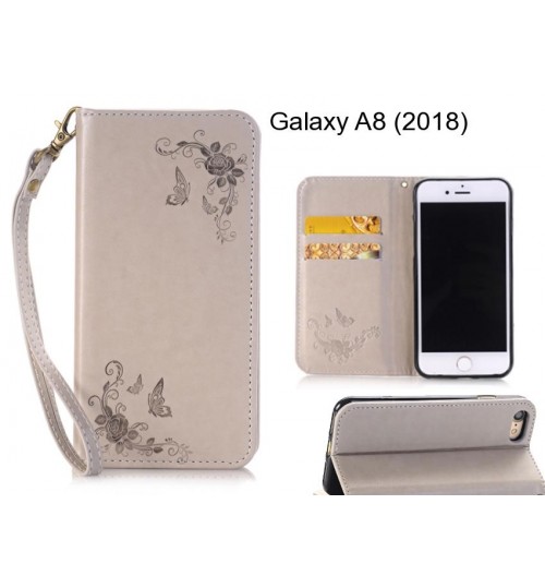 Galaxy A8 (2018) CASE Premium Leather Embossing wallet Folio case