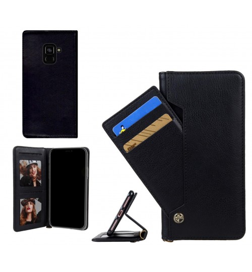 Galaxy A8 (2018) case slim leather wallet case 6 cards 2 ID magnet