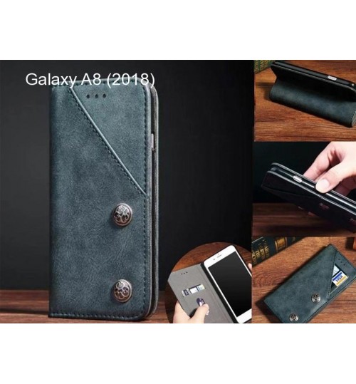 Galaxy A8 (2018) Case ultra slim retro leather wallet case 2 cards magnet