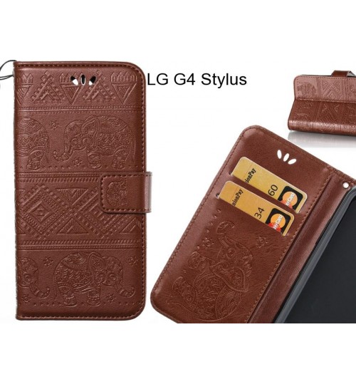 LG G4 Stylus case Wallet Leather flip case Embossed Elephant Pattern