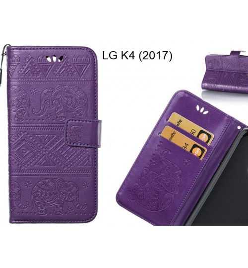 LG K4 (2017) case Wallet Leather flip case Embossed Elephant Pattern