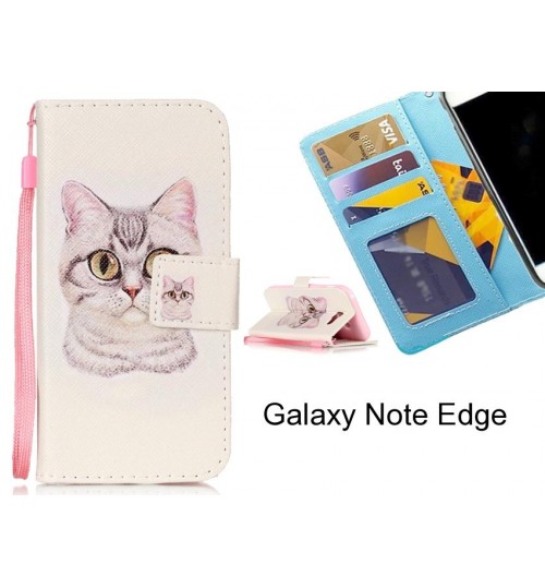 Galaxy Note Edge case 3 card leather wallet case printed ID