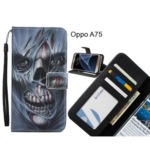 Oppo A75 case 3 card leather wallet case printed ID