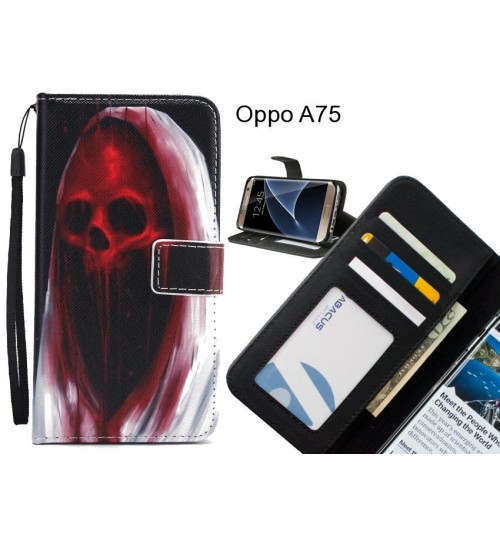 Oppo A75 case 3 card leather wallet case printed ID