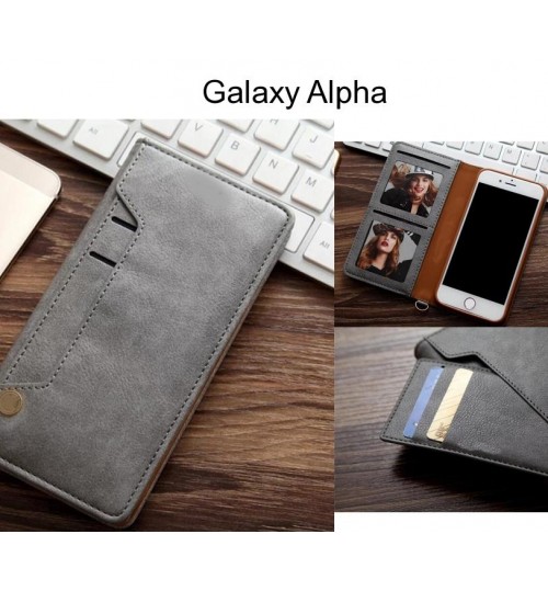 Galaxy Alpha case slim leather wallet case 6 cards 2 ID magnet
