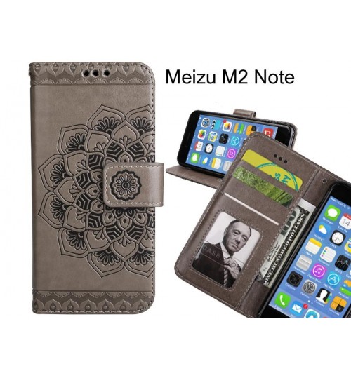 Meizu M2 Note Case mandala embossed leather wallet case 3 cards