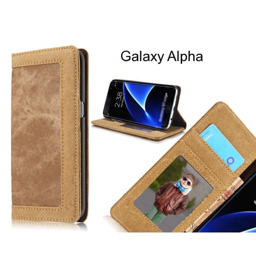 Galaxy Alpha case contrast denim folio wallet case magnetic closure