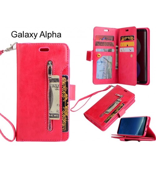 Galaxy Alpha case 10 cards slots wallet leather case with zip