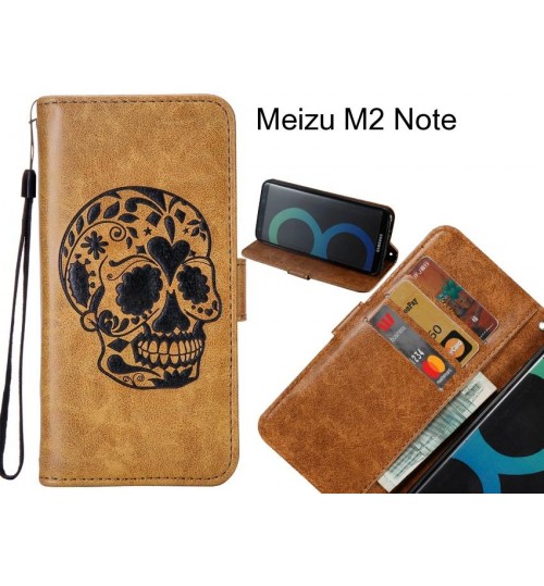 Meizu M2 Note case skull vintage leather wallet case