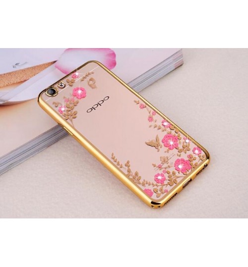 Oppo R11s  case soft gel tpu case luxury bling shiny floral case