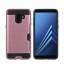 Galaxy A8 2018 case impact proof hybrid case card clip Brushed Metal Texture