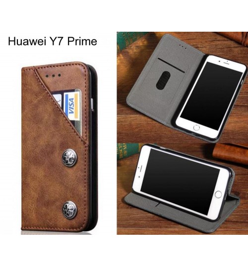 Huawei Y7 Prime  case ultra slim retro leather 2 cards magnet case