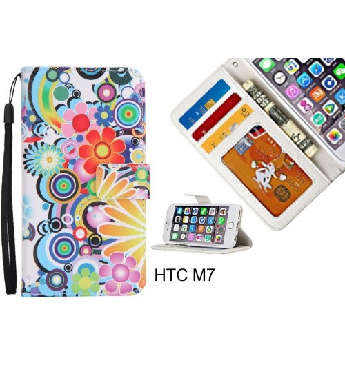 HTC M7 case 3 card leather wallet case printed ID