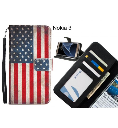 Nokia 3 case 3 card leather wallet case printed ID