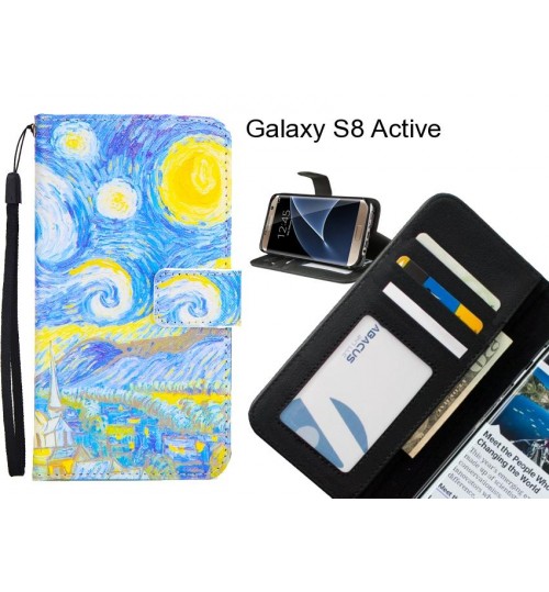 Galaxy S8 Active case 3 card leather wallet case printed ID