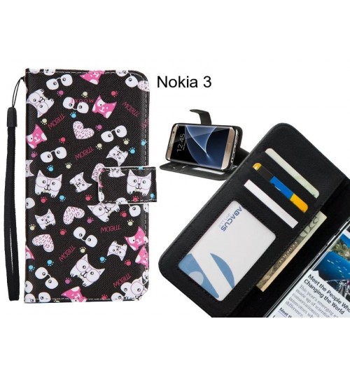 Nokia 3 case 3 card leather wallet case printed ID