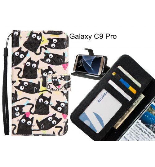 Galaxy C9 Pro case 3 card leather wallet case printed ID