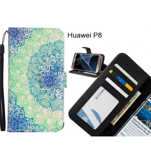 Huawei P8 case 3 card leather wallet case printed ID