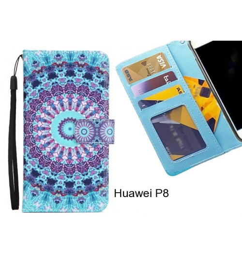 Huawei P8 case 3 card leather wallet case printed ID