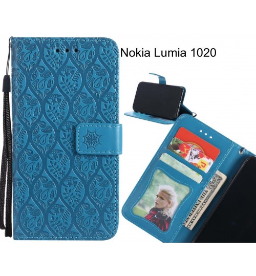 Nokia Lumia 1020 Case Leather Wallet Case embossed sunflower pattern