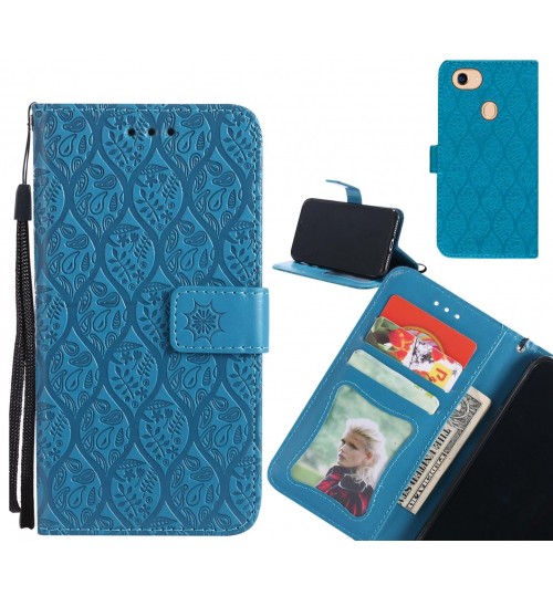 Oppo A75 Case Leather Wallet Case embossed sunflower pattern