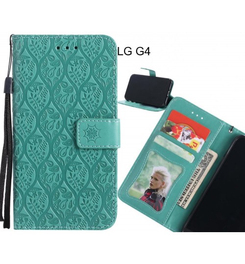 LG G4 Case Leather Wallet Case embossed sunflower pattern