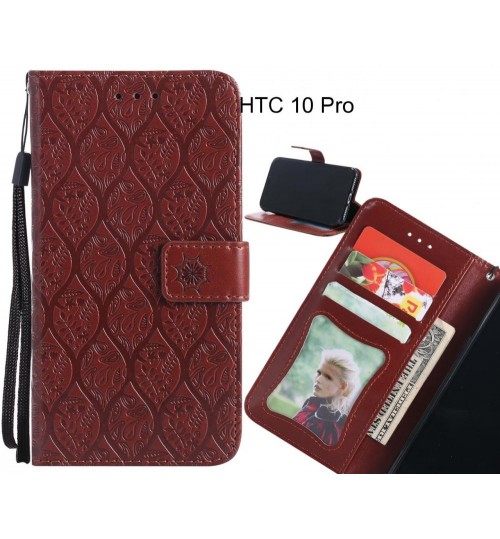 HTC 10 Pro Case Leather Wallet Case embossed sunflower pattern