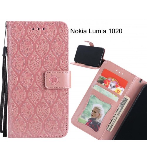 Nokia Lumia 1020 Case Leather Wallet Case embossed sunflower pattern