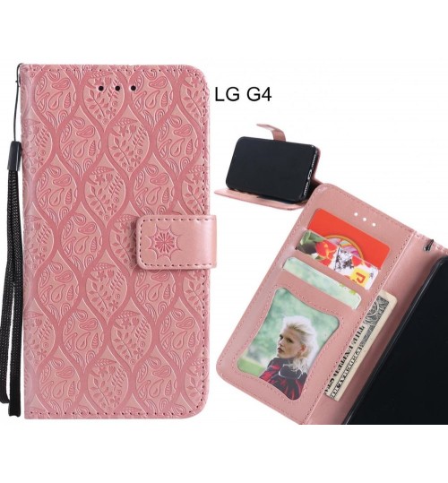 LG G4 Case Leather Wallet Case embossed sunflower pattern