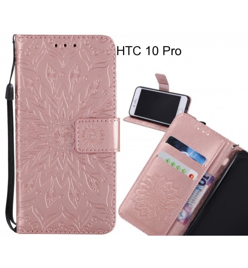 HTC 10 Pro Case Leather Wallet case embossed sunflower pattern