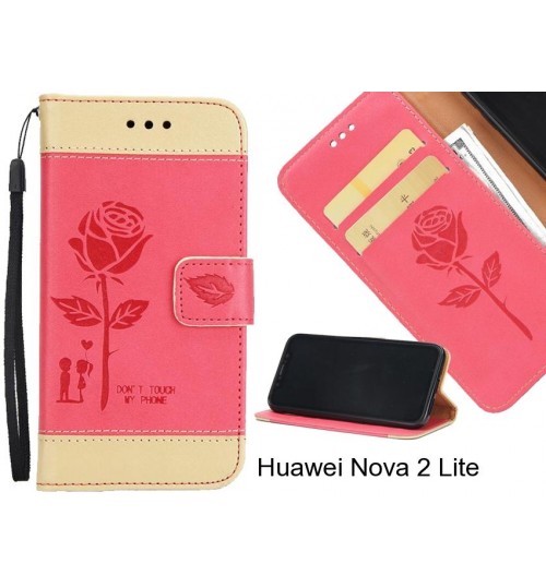 Huawei Nova 2 Lite case 3D Embossed Rose Floral Leather Wallet cover case
