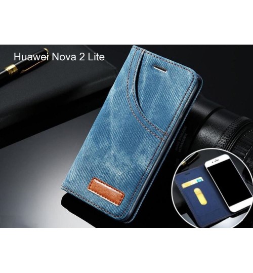 Huawei Nova 2 Lite case leather wallet case retro denim slim concealed magnet