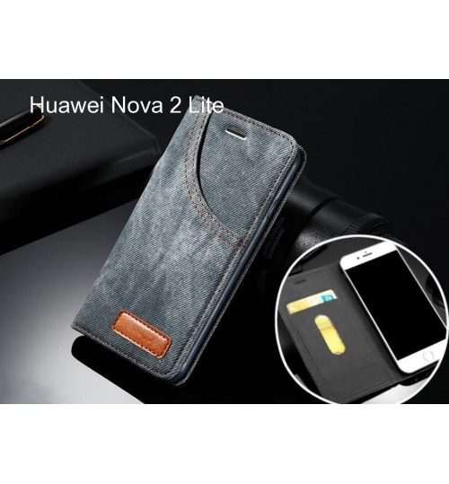Huawei Nova 2 Lite case leather wallet case retro denim slim concealed magnet