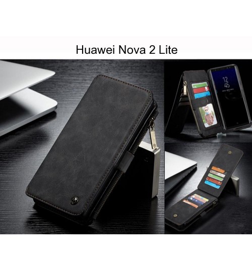 Huawei Nova 2 Lite Case Retro Flannelette leather case multi cards zipper