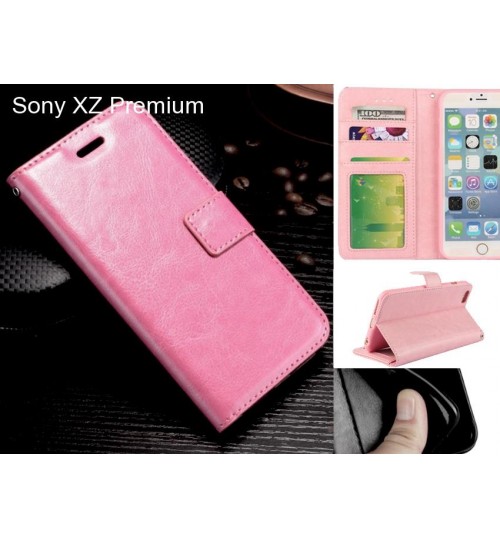 Sony XZ Premium case Fine leather wallet case